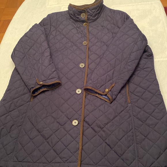 Lands' End Jackets & Coats Lands End Quilted 34 Length Coat Blue
